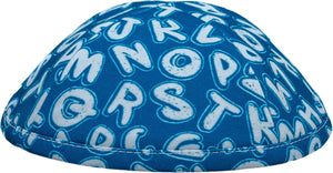 Alef-Bet Blue Kippah Thumbnail