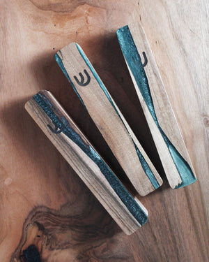 Handcrafted Green Walnut Mezuzah Case, 6.7in - judaica.city Thumbnail