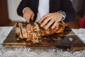 Black Epoxy & Wood Challah Board knife Thumbnail