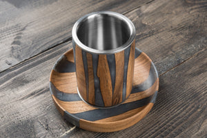 Handcrafted Graphite Walnut Kiddush Cup - judaica.city Thumbnail