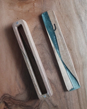 Handcrafted Green Walnut Mezuzah Case, 6.7in - judaica.city Thumbnail