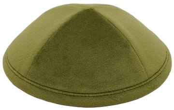 Flat Olive Velvet Kippah