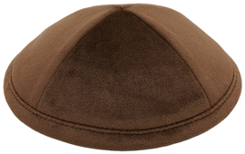 Flat Brown Velvet Kippah