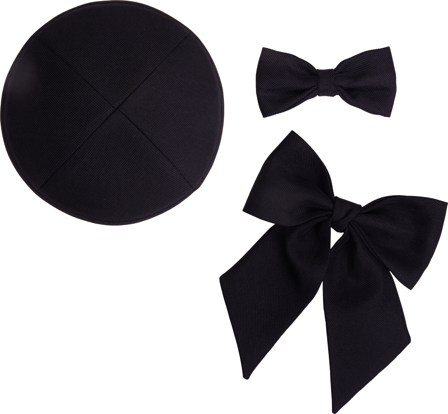Black Classic Kippah, Bow & Bow Tie Set