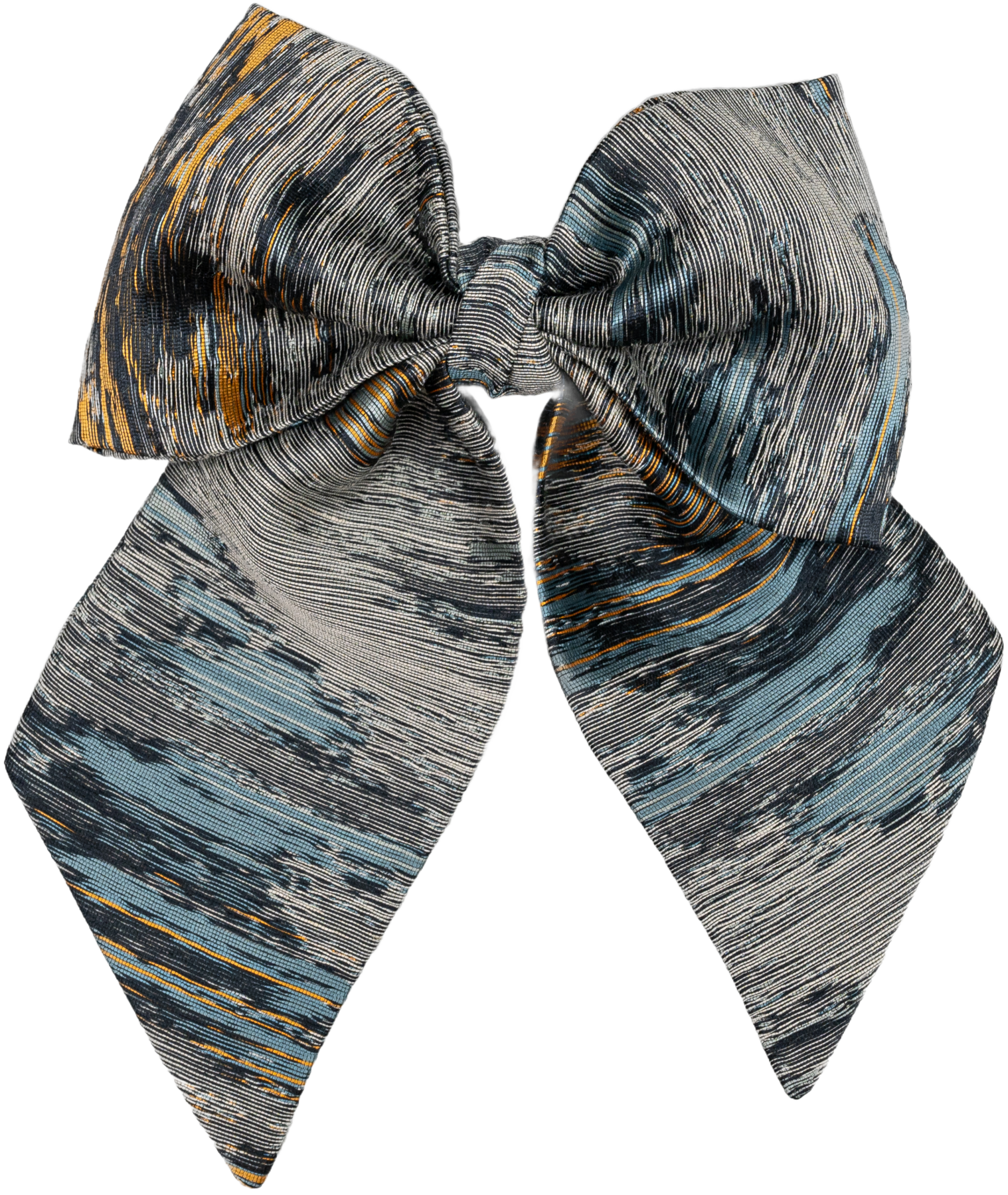 Sleek Graphite-Sapphire Stripe Bow