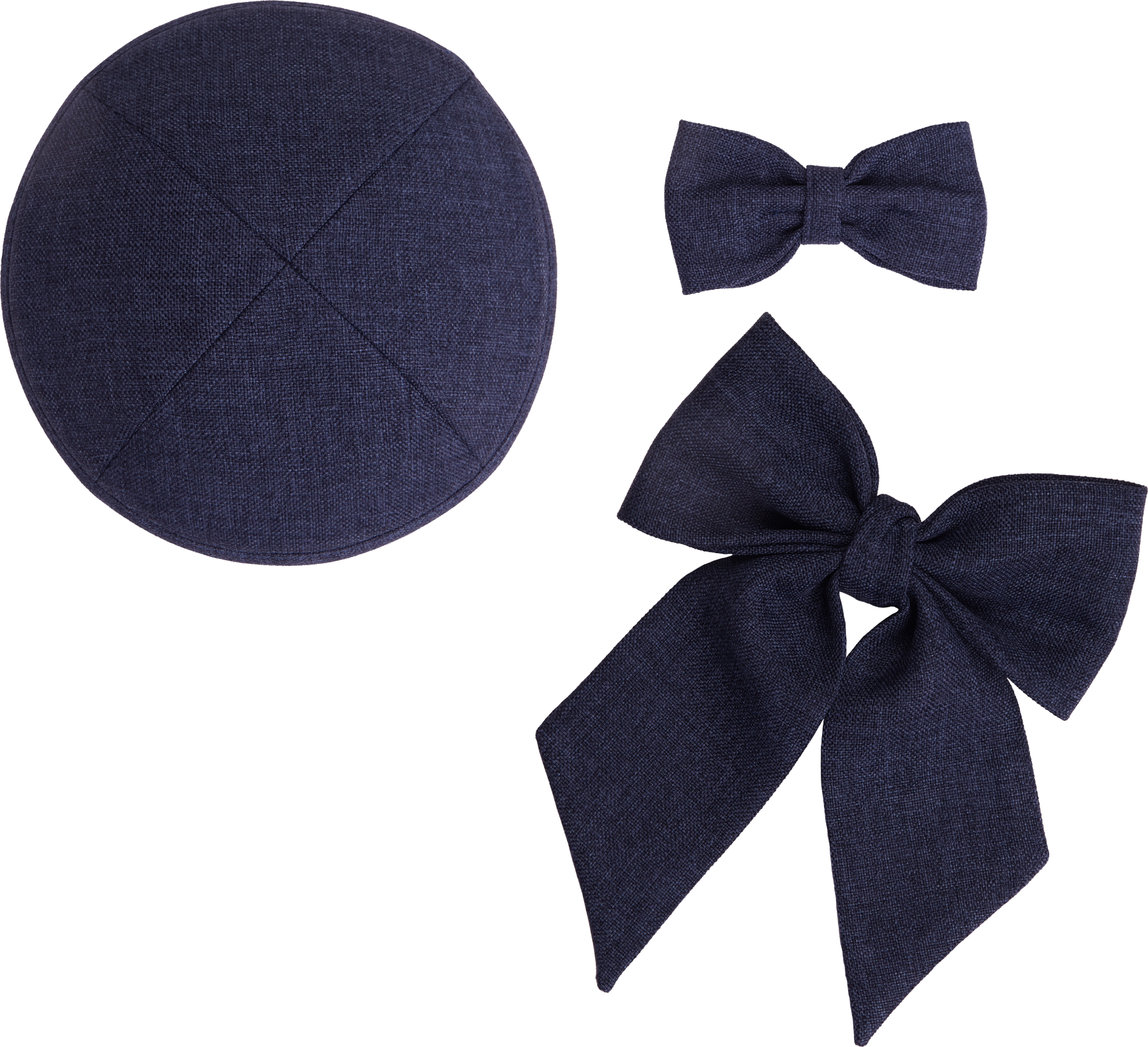Dark blue Kippah, Bow & Bow Tie Set