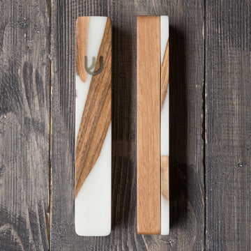 Handcrafted White Walnut Mezuzah Case, 6.7in - judaica.city