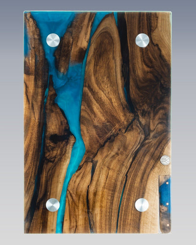 Sapphire Epoxy & Wood Challah Board with Knife - judaica.city