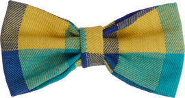 Yellow and blue checkered bow tie - judaica.city