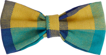 Yellow and blue checkered bow tie - judaica.city