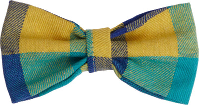 Yellow and blue checkered bow tie - judaica.city