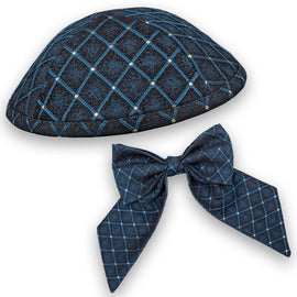 Sapphire Rhombus Kippah & Bow Set - judaica.city
