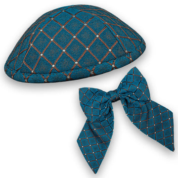 Emerald Rhombus Kippah & Bow Set - judaica.city