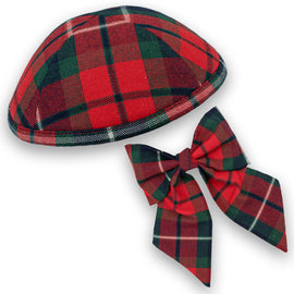 Red Tartan Kippah & Bow Set - judaica.city