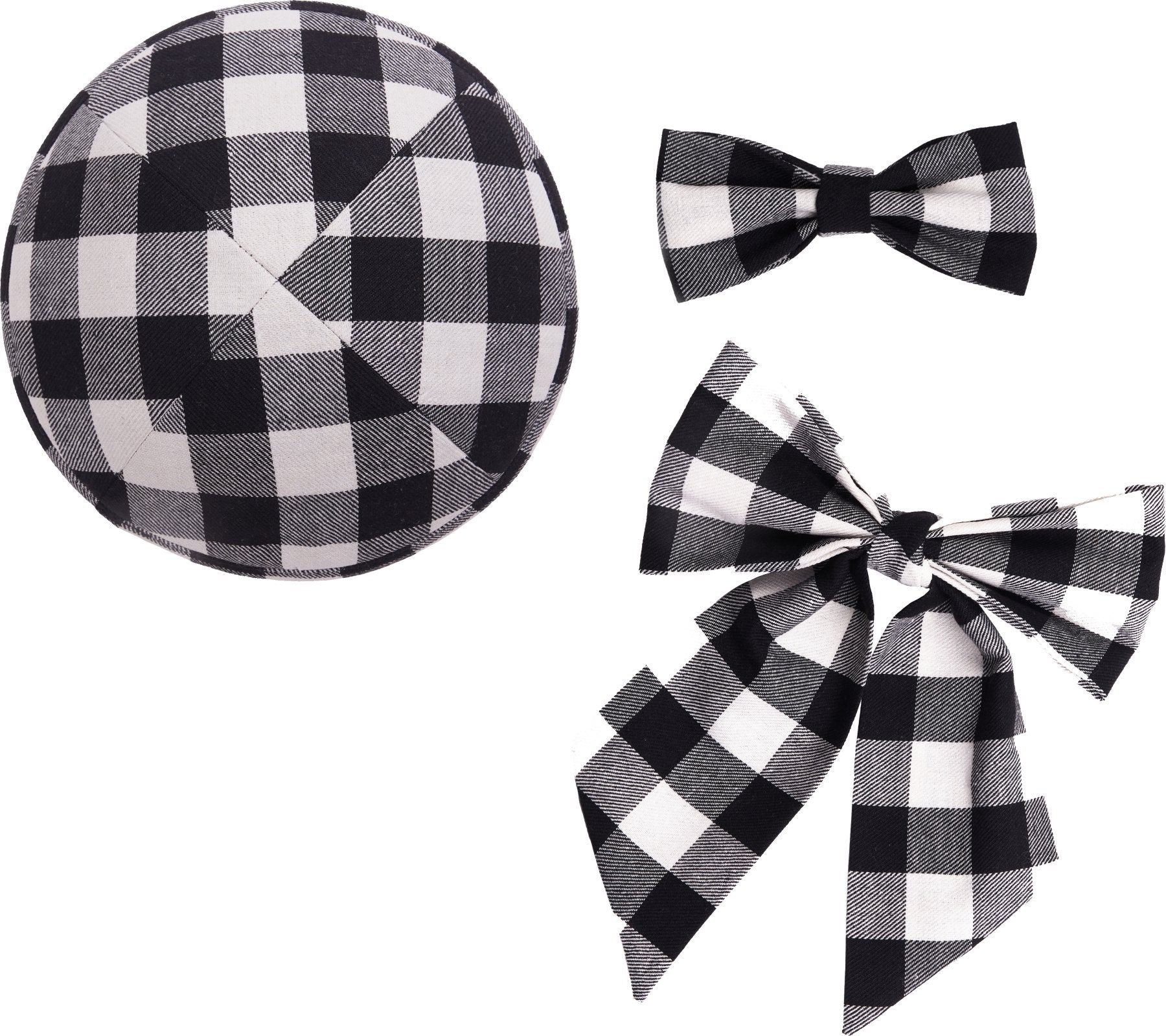 Black and White Kippah, Bow & Bow tie Set - judaica.city