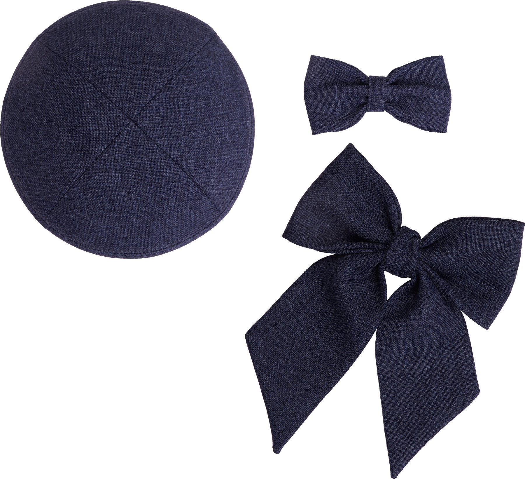 Dark blue Kippah, Bow & Bow Tie Set - judaica.city