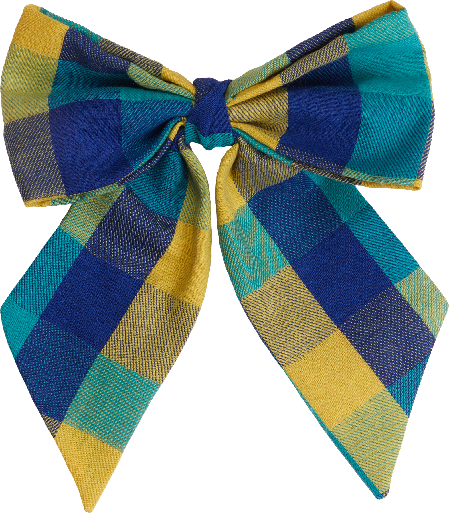 Yellow and blue checkered bow