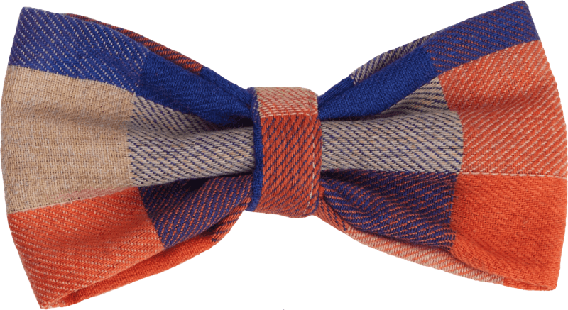 Orange and blue checkered bow tie