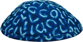 Alef-Bet Blue Kippah