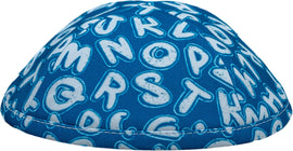 Alef-Bet Blue Kippah