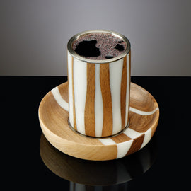Handcrafted Porcelain Walnut Kiddush Cup - judaica.city