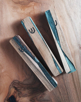 Handcrafted Green Walnut Mezuzah Case, 6.7in - judaica.city