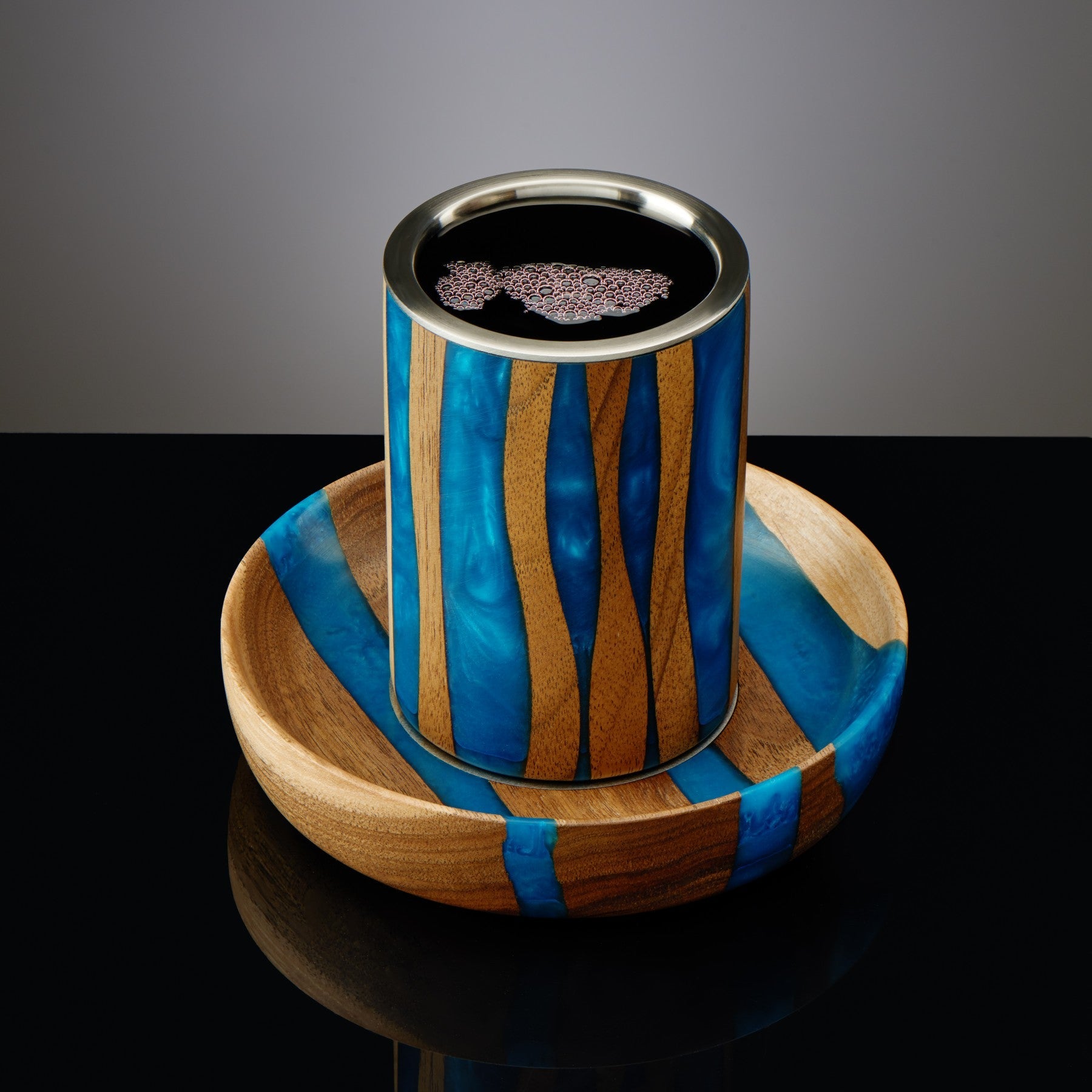 Handcrafted Sapphire Walnut Kiddush Cup - judaica.city